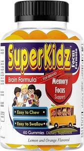 Superkids Focus Gummies for Kids & Teens, Brain Supplements for Memory and Focus for Kids, Omega 3 Supplement, Attentive Child Supplement Omega 3 Kids Gummy Vitamins 60ct in Pakistan