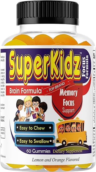 Superkids Focus Gummies for Kids & Teens, Brain Supplements for Memory and Focus for Kids, Omega 3 Supplement, Attentive Child Supplement Omega 3 Kids Gummy Vitamins 60ct in Pakistan in Pakistan