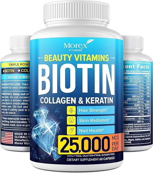 Biotin Keratin & Collagen Capsules - Made in USA - Natural Collagen, Keratin & Biotin for Hair Growth - Biotin & Collagen Vitamins with Multi Collagen Peptides for Hair Loss, Skin & Nails in Pakistan