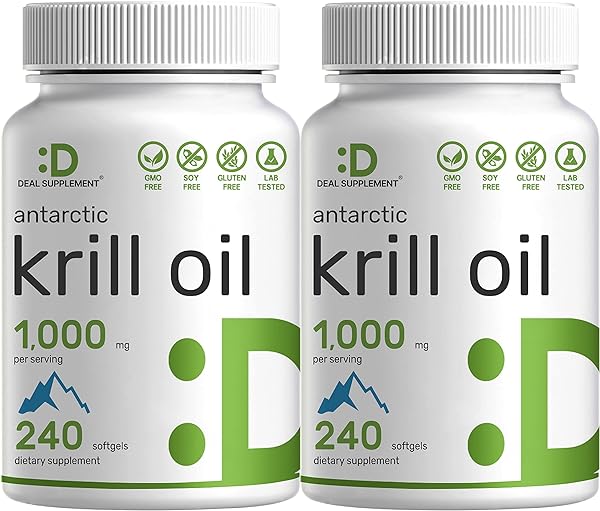 Eagle Shine Vitamins 2 Pack Antarctic Krill Oil, 1,000mg Per Serving, 480 Softgels – Mercury Free, No Fishy Taste – Rich in Omega-3s, EPA, DHA, Astaxanthin, & Phospholipids – Non-GMO, No Gluten in Pakistan