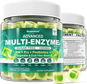 Sugar Free Digestive Enzymes Gummies 1000mg - Break Down Food Quickly - Chewable w/Prebiotic, Probiotic(XOS), Postbiotic & Fiber Blend for Digestive Health, Bloating Relief (Lipase,Amylase, Bromelain) in Pakistan