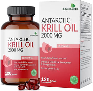 Futurebiotics Antarctic Krill Oil 2000mg with Astaxanthin, Omega-3s EPA, DHA and Phospholipids - 100% Pure Premium Krill Oil Heavy Metal Tested, Non GMO – 120 Softgels in Pakistan