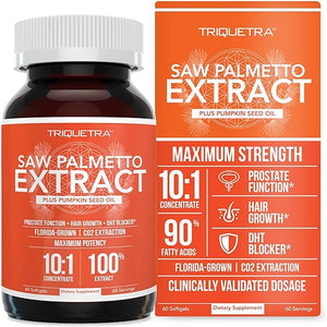 Saw Palmetto Extract – 10X Potency, Pharmaceutical Grade Strength - Plus Pumpkin Seed Oil - Supports Prostate Health, Relieves Urination Issues, Supports Hair Growth, DHT Blocker – 60 Softgels in Pakistan