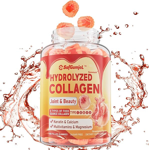 Collagen Gummies for Men & Women with Multivitamins, Hydrolyzed Collagen Peptides Type I II III V X for Joint & Hair Skin Nails, Biotin, Keratin, Calcium & Magnesium, Vitamins A C B6 B12 D3 E, 60Chews in Pakistan