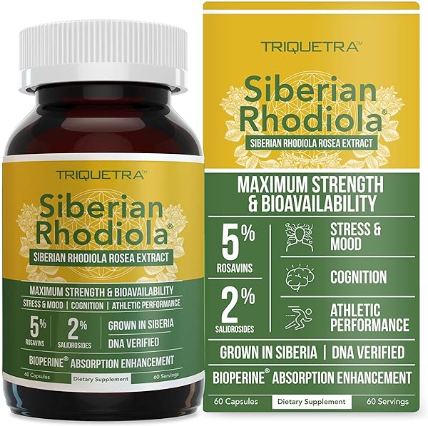 Siberian Rhodiola: Max Strength Rhodiola Rosea - 5% Rosavins, 2% Salidroside - BioPerine Absorption Enhancement, Grown in Siberia, DNA Verified - Reduce Stress, Enhance Energy & Cognition (60 Count) in Pakistan in Pakistan