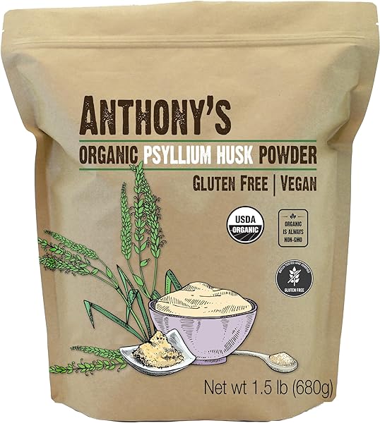 Anthony's Organic Psyllium Husk Powder, 1.5 lb, Gluten Free, Non GMO, Finely Ground, Keto Friendly in Pakistan in Pakistan