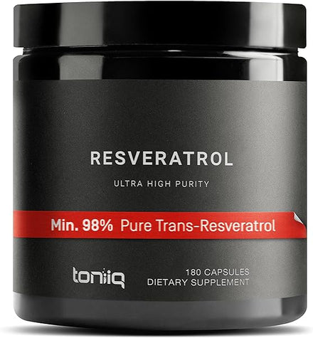 Toniiq Ultra High Purity Resveratrol Capsules - 98% Trans-Resveratrol - Highly Purified and Bioavailable - 180 Caps Reservatrol Supplement in Pakistan