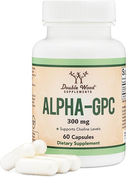 Alpha GPC Choline Capsules - 60 Count, 600mg Servings – Brain Support Aid That Supports Focus, Memory, Motivation, and Energy - (Made in The USA) Brain Support Supplement by Double Wood Supplements in Pakistan