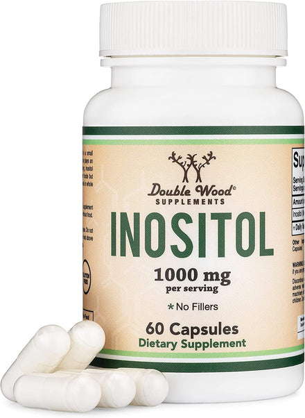 Inositol Capsules (Myo Inositol) 1000mg PCOS Supplements for Women (60 Count) Hormone Balance and Fertility Support (Manufactured in The USA, No Fillers, Vegan Safe, Gluten Free) by Double Wood