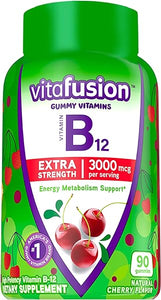 Vitafusion Extra Strength Vitamin B12 Gummy Vitamins for Energy Metabolism Support and Nervous System Health Support, Cherry Flavored, America’s Number 1 Brand, 45 Day Supply, 90 Count in Pakistan