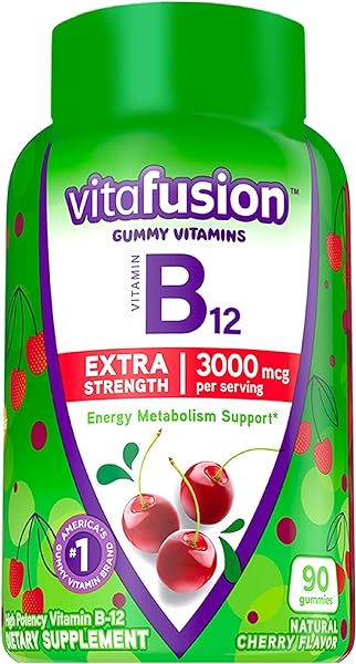 Vitafusion Extra Strength Vitamin B12 Gummy Vitamins for Energy Metabolism Support and Nervous System Health Support, Cherry Flavored, America’s Number 1 Brand, 45 Day Supply, 90 Count in Pakistan in Pakistan