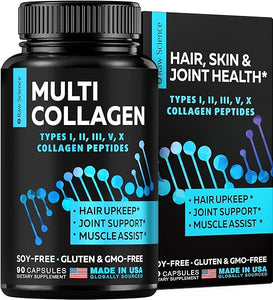 Multi Collagen Pills - Collagen Supplements for Women & Men - Bovine Collagen For Joints, Bone Supplements, Hydrolyzed Collagen - Made In USA, Non-GMO, Gluten Free, 90 Multi Collagen Peptides Capsules in Pakistan