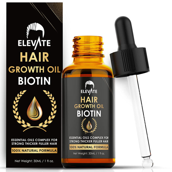 ELEVATE Hair Growth Oil - Biotin Hair Growth Serum & Castor Oil Natural Vitamin Rich Treatment for Stronger Thicker Longer Hair Regrowth & Thickening – Prevent Hair Loss & Thinning for Men & Women 2 Fl Oz 60mL