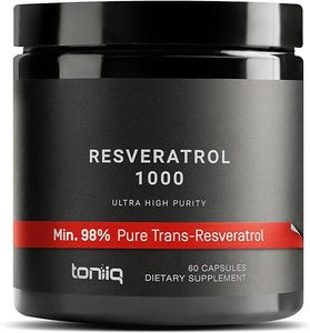 Ultra High Potency Third-Party Tested Trans Resveratrol 1000mg - 98% Pure, Highly Purified and Bioavailable - Resveratrol Polygonum Root Extract - 60 Capsules in Pakistan