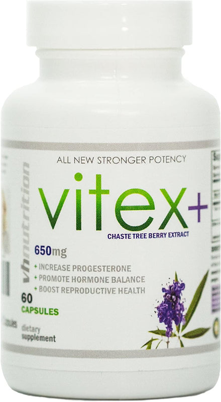 VH Nutrition Vitex+ | 650mg Vitex Chasteberry Supplement for Women to Support Fertility Menstruation, and Hormone Balance | 30 Day Supply