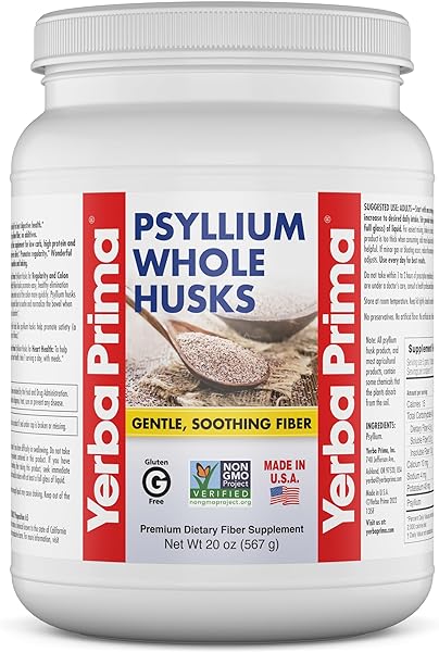 Yerba Prima Psyllium Whole Husks Fiber Supplement - Colon Cleanse - Gut Health - Vegan Non-GMO Gluten Free - 20oz in Pakistan in Pakistan