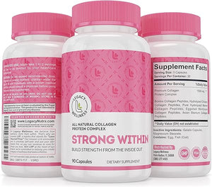 STRONG WITHIN Collagen Pills - Multi Collagen Protein Powder Supplement for Joint Health, Skin, Hair & Nails (Type I II III V X) Hydrolyzed Collagen Peptides Capsules - Keto Friendly, 30 Servings in Pakistan