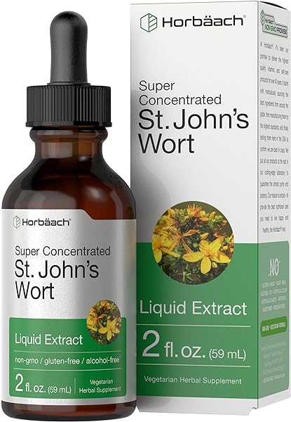 St Johns Wort Tincture | 2 Oz | Alcohol Free | Vegetarian, Non-GMO, Gluten Free Liquid Extract | by Horbaach in Pakistan in Pakistan