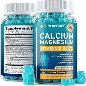 Calcium Magnesium Gummies with Vitamin D3 K2, Vitamin C - Calcium Gummies for Women & Men - Calcium Magnesium Zinc Multi Vitamin Candy for Bones, Muscles, Teeth, Mood & Immunity - 60 Calcium Chews in Pakistan