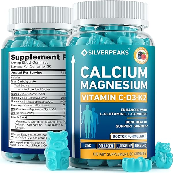 Calcium Magnesium Gummies with Vitamin D3 K2, Vitamin C - Calcium Gummies for Women & Men - Calcium Magnesium Zinc Multi Vitamin Candy for Bones, Muscles, Teeth, Mood & Immunity - 60 Calcium Chews in Pakistan in Pakistan