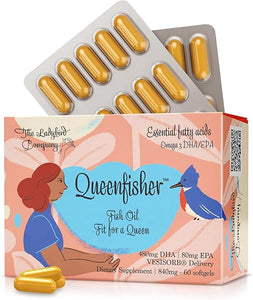 Queenfisher DHA EPA Omega 3 Supplements for Women - Premium Wild Caught Fish Oil Supplements for Women for Fertility, Pregnancy, PMDD, Breastfeeding, & Menopause (60 Count) in Pakistan