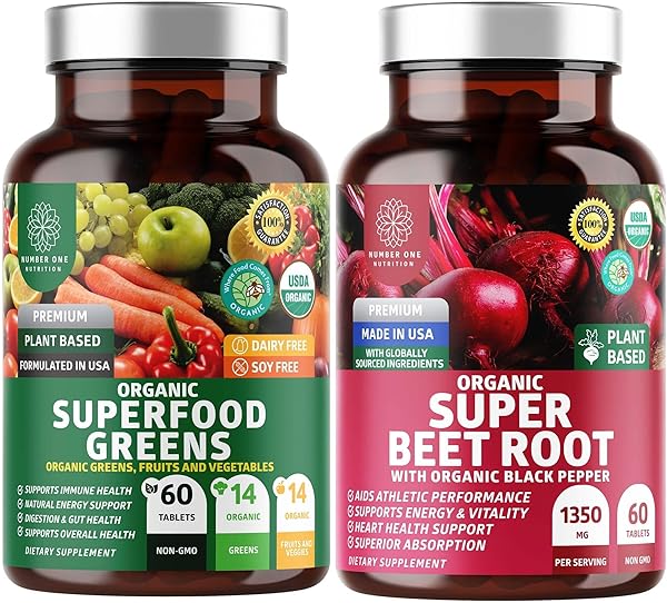 Number One Nutrition N1N Premium and Organic Superfood Greens and Beet Root Tablets for Immunity and Antioxidant Support, Packed with Alfalfa, Spirulina and Barley Grass, 120 Tablets in Pakistan in Pakistan