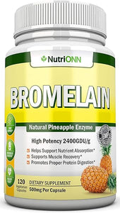 Bromelain - 500mg - 2400 GDU - 120 Vegetable Capsules - Pure Pineapple Enzyme Extract - Supports Digestion and Nutrient Absorption - Great for Recovery and Joint Health in Pakistan