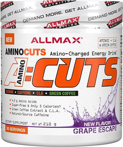 ALLMAX A:CUTS Amino-Charged Energy Drink, Grape - 210 g - With Caffeine, Green Coffee Extract, L-Carnitine & 2000 mg of Taurine - Sugar & Gluten Free - 30 Servings in Pakistan