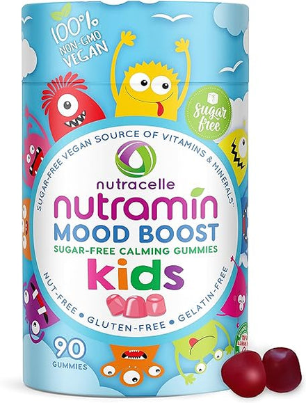 NUTRAMIN Kids Mood Boost Vitamin Gummy: The Yummy and Calm Magnesium Citrate Supplement for Children with Ashwagandha & Vitamin B Complex Anti-Stress Blend - Sugar-Free, Allergy-Safe, Vegan 90 ct in Pakistan