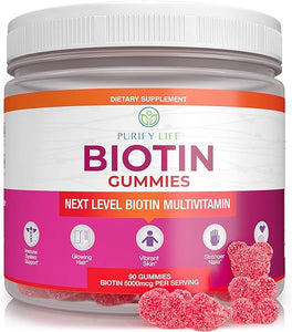 Everyday Hair Growth Optimizer - Vegan Biotin Gummies (90ct) Tasty Biotin Supplement for Women & Mens Thicker Hair - Nail Growth & Strengthener for Brittle Breaking Nails & Skin Health, Gluten-Free in Pakistan