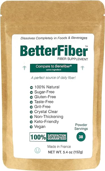 BetterFiber - Prebiotic Fiber Supplement [100% Generic Equivalent of Leading Brand] ⊘ Non-GMO Gluten-Free Vegan OU Kosher Certified - 5.4oz/152g (38 Servings) in Pakistan