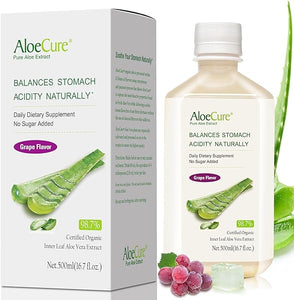 AloeCure USDA Organic Aloe Vera Juice Grape Flavor, Made Within 12 Hours of Harvest - Pure Aloe Juice For Natural Digestive & Immune Support, Naturally Supports Balanced Stomach Acidity, 16.7oz Bottle in Pakistan