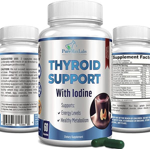 Thyroid Support with Iodine - Metabolism Booster, Energy Booster, Increase Focus - Premium Non-GMO Thyroid Supplement 60 Capsules in Pakistan