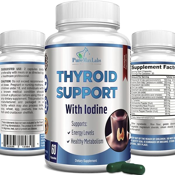 Thyroid Support with Iodine - Metabolism Booster, Energy Booster, Increase Focus - Premium Non-GMO Thyroid Supplement 60 Capsules in Pakistan in Pakistan