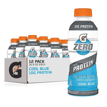 Gatorade Zero With Protein, 10g Whey Protein Isolate, Zero Sugar, Electrolytes, Glacier Cherry, 16.9 Fl Oz, 12 Pack