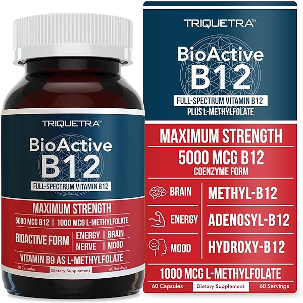 BioActive Vitamin B12 - 5000 mcg, Contains 3 BioActive B12 Forms Plus Methylfolate Cofactor - Methyl B12, Adenosyl B12 & Hydroxy B12 | Supports Energy, Metabolism & Mood | Vegan, Non-GMO (60 Servings) in Pakistan