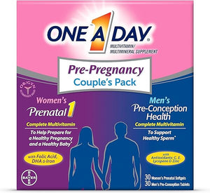 One A Day Men's & Women's Pre-Pregnancy Multivitamin Softgel including Vitamins A, Vitamin C, Vitamin D, B6, B12, Folic Acid & more, 30+30 Count, Supplement for Before, During, and Postnatal in Pakistan