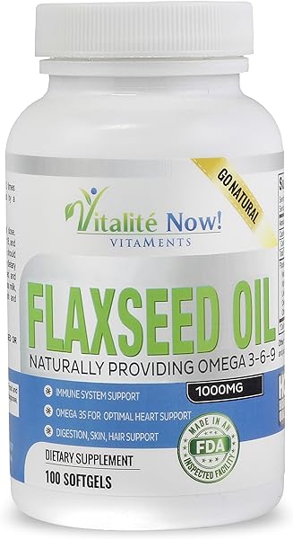 Organic Flaxseed Oil Softgels - 1000mg Premium, Virgin Cold Pressed from Flax Seeds - Hair Skin & Nails Support - Omega 3-6-9 Supplement - 100 Count - More Than 3 Month Supply! in Pakistan in Pakistan