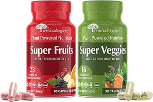 Organic Super Fruit & Veggies Supplement - Gluten/Gelatin Free, Non GMO, Soy Free & Vegan | Reds & Greens Superfood Capsules | 23 Fruits & 16 Vegetables (180 Count) in Pakistan
