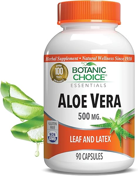 Botanic Choice Premium Natural Aloe Vera Supplement - Digestive Health Support Leaf and Latex Herbal - Gluten Free Non-GMO - 90 Capsules (500 mg each) in Pakistan in Pakistan