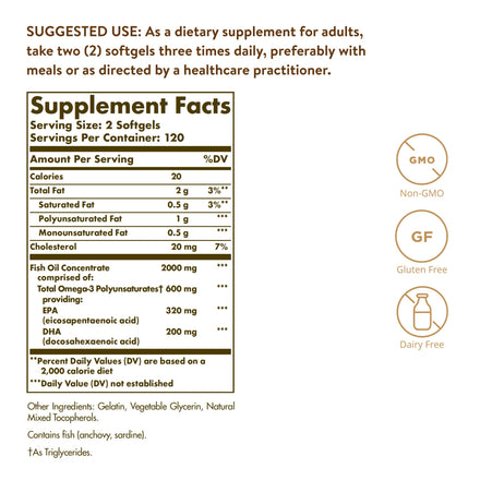 Solgar Omega-3 Fish Oil Concentrate, 240 Softgels - Support for Cardiovascular, Supplement in Pakistan