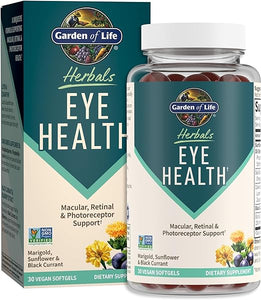Garden of Life Herbals Eye Health Supplement with Sunflower & Safflower Oil, Lutein, Zeaxanthin & Black Currant for Dry Eyes & Healthy Vision Support – Non-GMO, Gluten-Free, Berry Flavor, 30 Servings in Pakistan