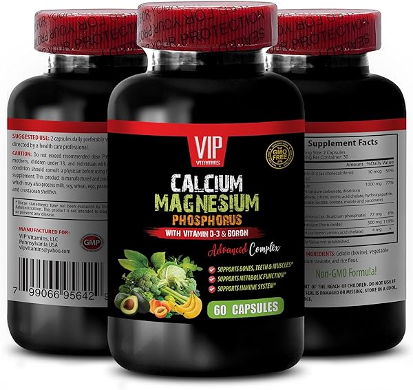 Bone and Joint Vitamins - Calcium Magnesium Phosphorus, with Vitamin D-3 and Boron Advanced Complex - Phosphorus Magnesium, Calcium Magnesium Supplement, Calcium Magnesium Potassium 1 Bot 60 Capsules in Pakistan