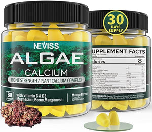 Marine Algae Calcium Supplement 600 mg, Sugar Free Calcium Gummies with Vitamin D3, C, Magnesium, 70+ Trace Minerals for Bone Strength, Healthy Calcium Absorption, Gentle Digestion, Vegan, 60 Counts in Pakistan
