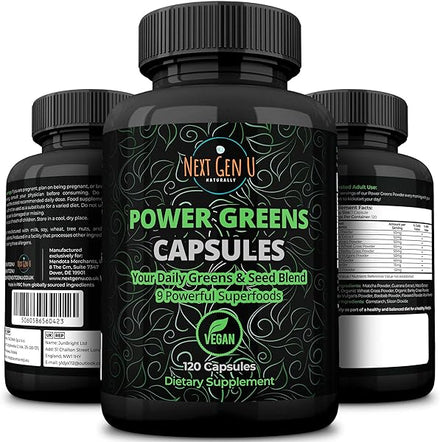 NGU Super Greens Immune System Support 500 mg 120 Vegan Capsules Contains Mixed Superfoods for Daily Booster Healthy Keto Blend w/Acai, Wheatgrass, Guarana, Chlorella, Flaxseed, Matcha, Maca in Pakistan