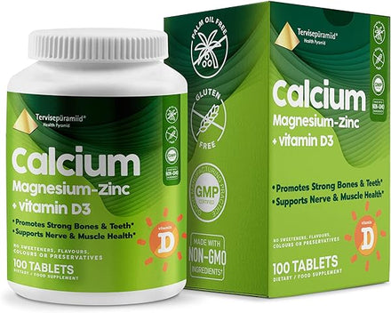 Health Pyramid Calcium Magnesium Zinc with Vitamin D3 Supplement for Strong Bones and Teeth Cal Mag Zinc Supports Nerve and Muscle Health 100 Vegan Tablets in Pakistan