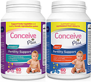 Conceive Plus His + Hers Fertility Supplements Prenatal Conception Vitamins Bundle for Couples Trying to Conceive