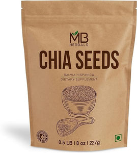 MB Herbals Chia Seeds 8 oz (0.5 lb) | Non GMO Gluten Free | Good Source of Dietary Fibre and Omega-3 | Keto Diet Friendly in Pakistan