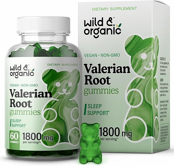 Wild & Organic Valerian Root Gummies - Natural Sleep Support & Stress Supplement - Promotes Relaxation & Calmness - Herbal Sleeping Aid w/No Melatonin - Gluten Free Vegan - Apple Flavor 60 Chews in Pakistan