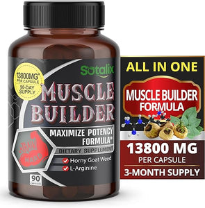 Ultra Muscle Builder Supplement 13800mg Highest Potency with L-Arginine, Tribulus - Increase Energy, Stamina, Strength, Sports Training Support 90-day supply (90 Count (Pack of 1)) in Pakistan